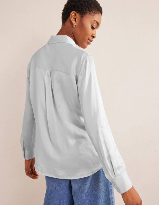 Boden vêtements gris vaporeux femmes chemise décontractée en satin LB2X1555