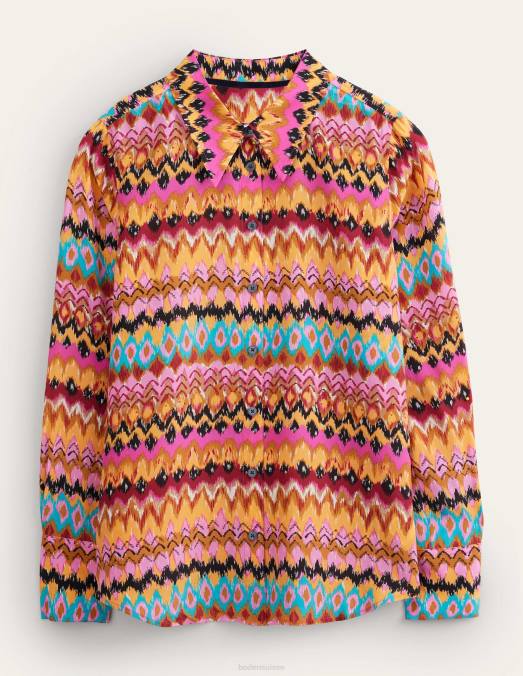 Boden vêtements ikat multicolore et texturé femmes chemise en soie LB2X991