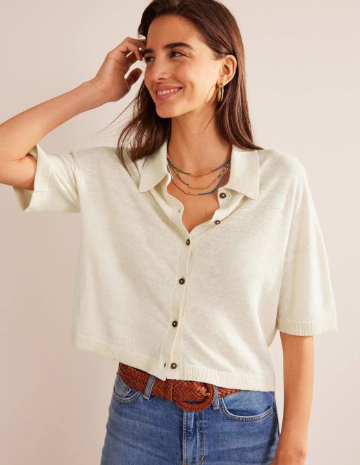 Boden vêtements ivoire chaud femmes chemise en maille à col LB2X2277