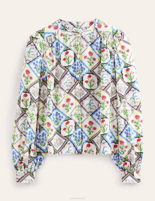 Boden vêtements ivoire et jacinthe sauvage femmes chemise à imprimé placé LB2X1087