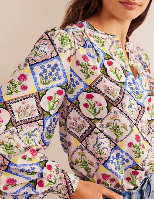 Boden vêtements ivoire et jacinthe sauvage femmes chemise à imprimé placé LB2X1087