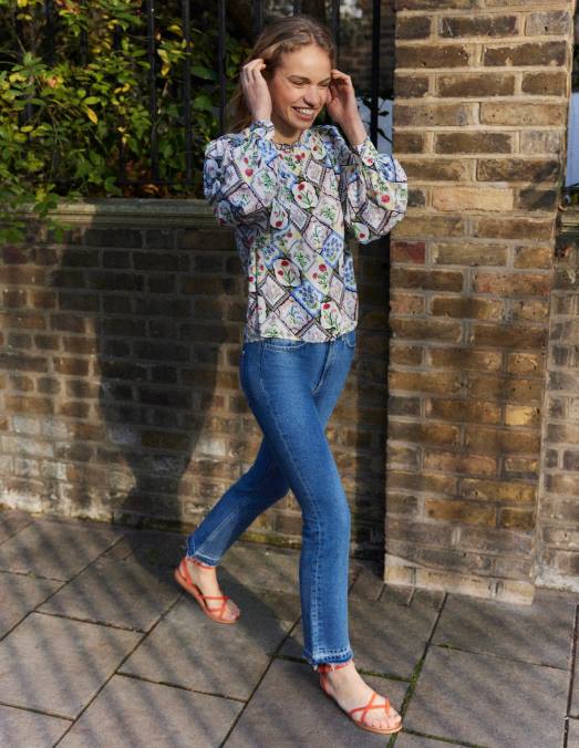 Boden vêtements ivoire et jacinthe sauvage femmes chemise à imprimé placé LB2X1087