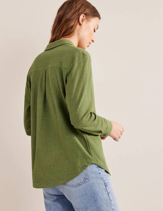 Boden vêtements kaki délavé femmes chemise en jersey texturé LB2X1412