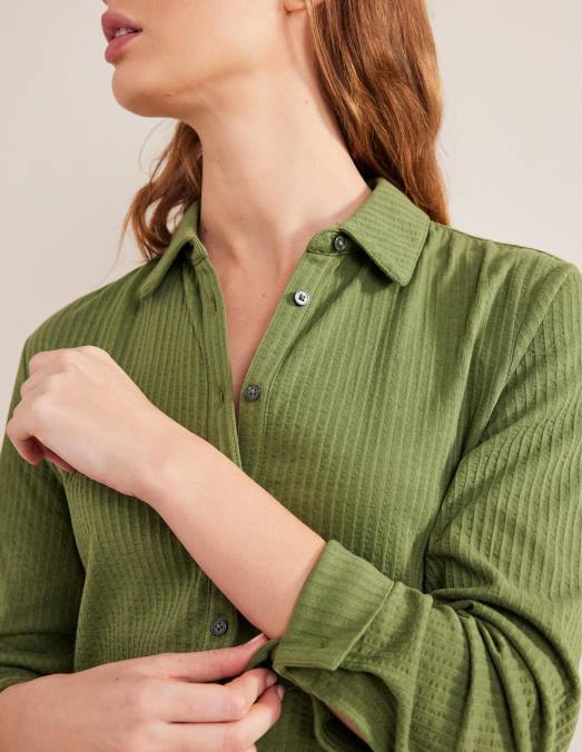 Boden vêtements kaki délavé femmes chemise en jersey texturé LB2X1412