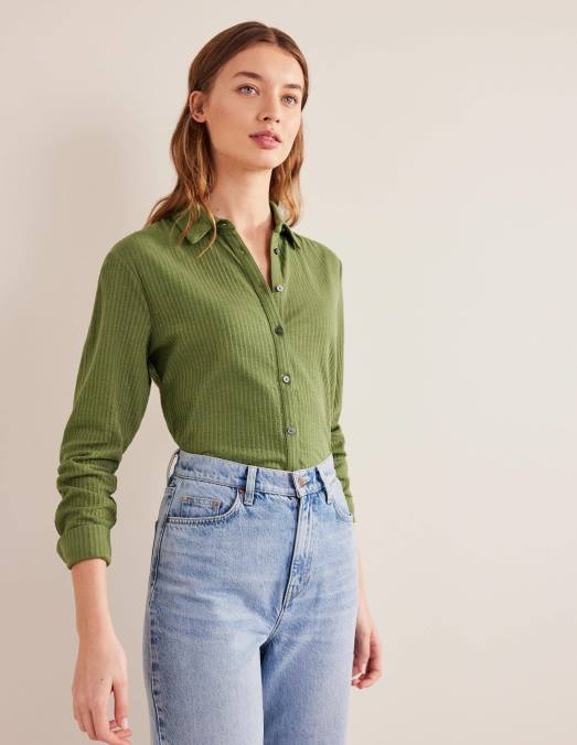 Boden vêtements kaki délavé femmes chemise en jersey texturé LB2X1412