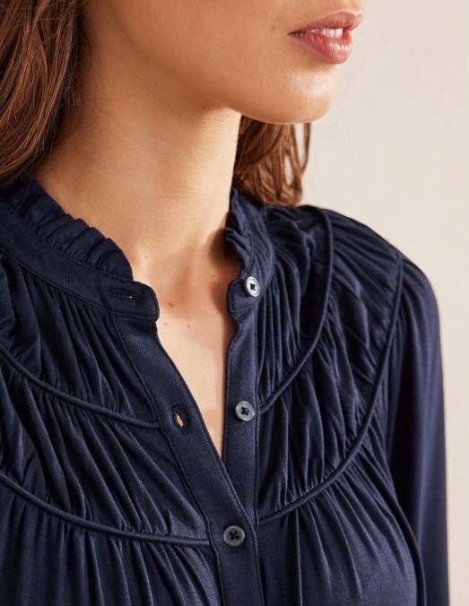 Boden vêtements marine femmes chemise en jersey à empiècement froncé LB2X2578