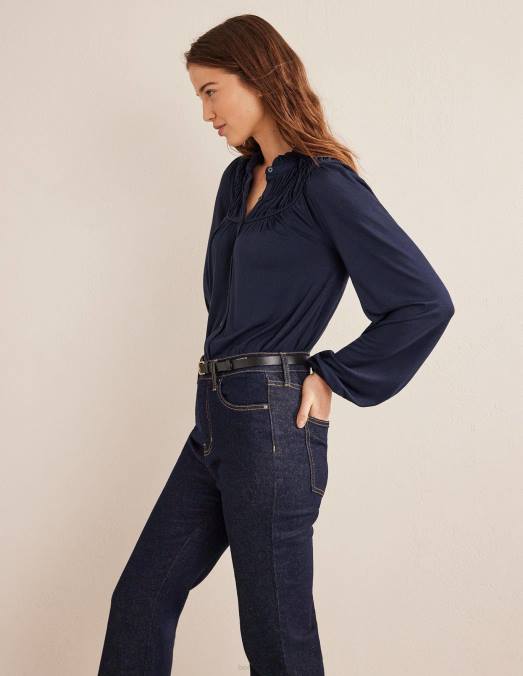 Boden vêtements marine femmes chemise en jersey à empiècement froncé LB2X2578