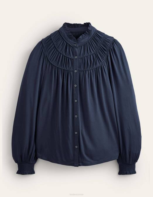 Boden vêtements marine femmes chemise en jersey à empiècement froncé LB2X2578