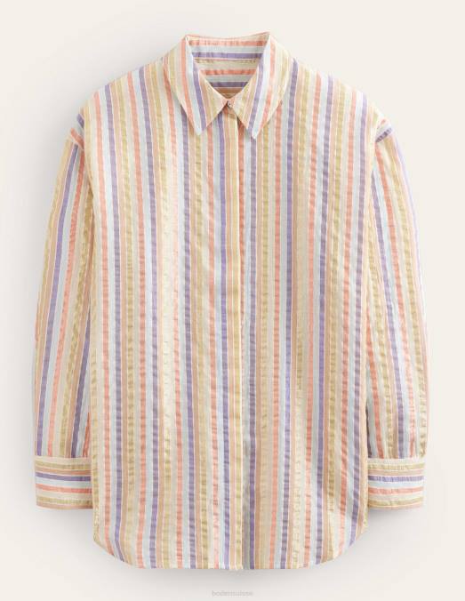 Boden vêtements multirayures métallisées femmes chemise oversize en coton LB2X1046