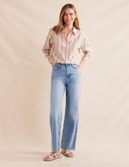 Boden vêtements multirayures métallisées femmes chemise oversize en coton LB2X1046