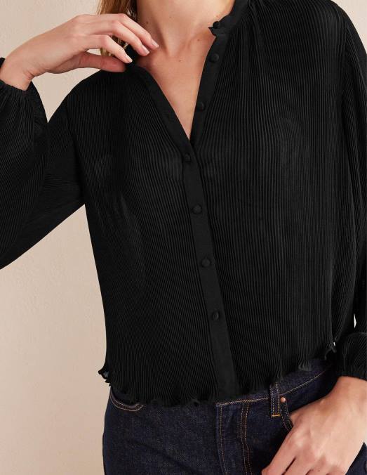 Boden vêtements noir femmes blouse plissée LB2X1389