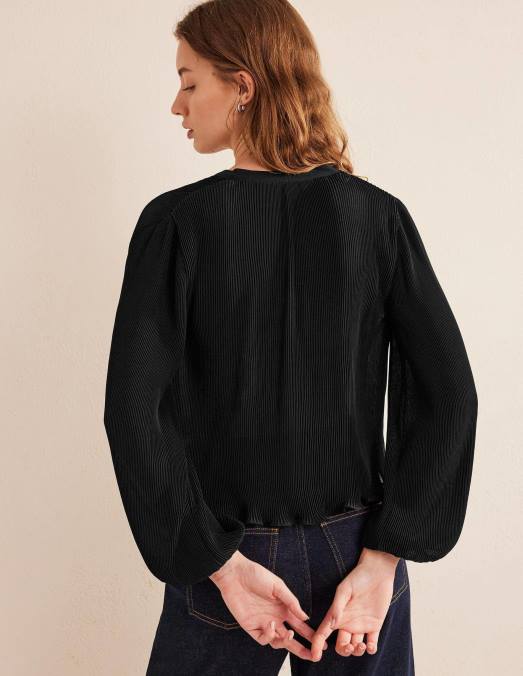Boden vêtements noir femmes blouse plissée LB2X1389