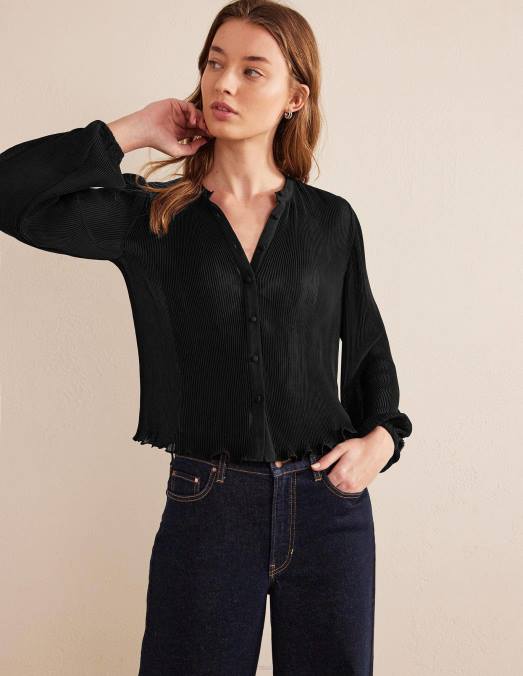 Boden vêtements noir femmes blouse plissée LB2X1389