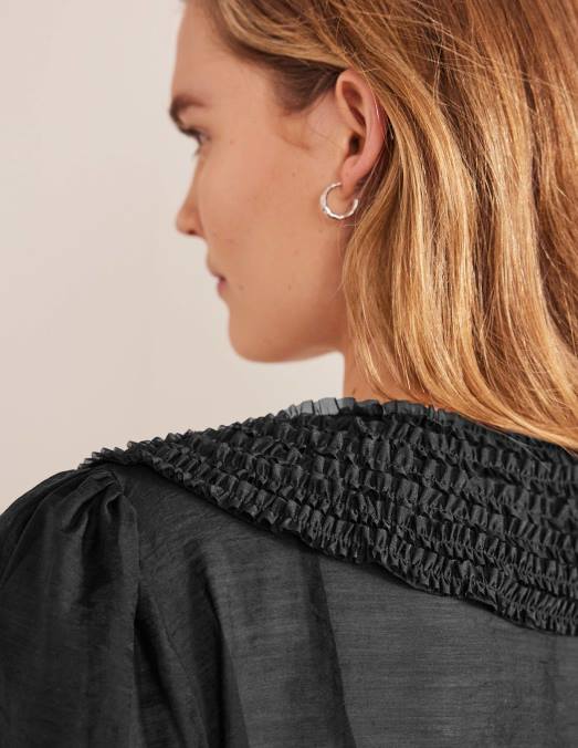 Boden vêtements noir femmes chemise en organza à volants LB2X1077