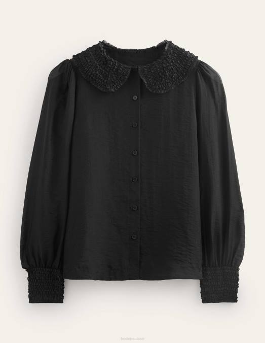 Boden vêtements noir femmes chemise en organza à volants LB2X1077