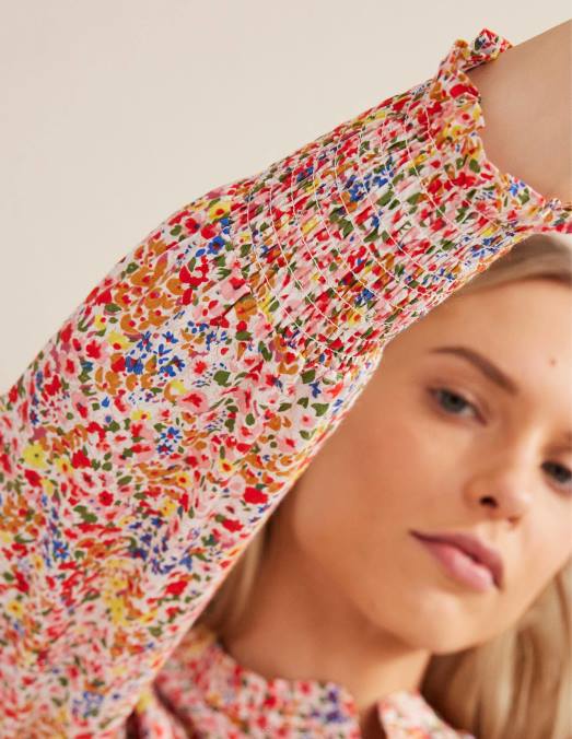 Boden vêtements pétale de tournesol et de gardénia femmes chemise à poignets smockés LB2X1957