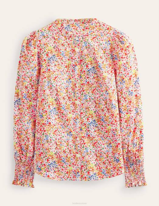 Boden vêtements pétale de tournesol et de gardénia femmes chemise à poignets smockés LB2X1957