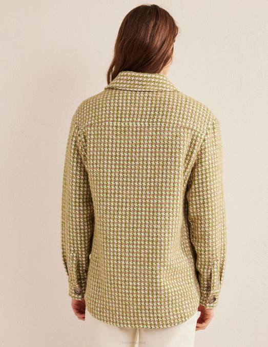 Boden vêtements pied de poule rose et vert femmes surchemise texturée décontractée LB2X1606