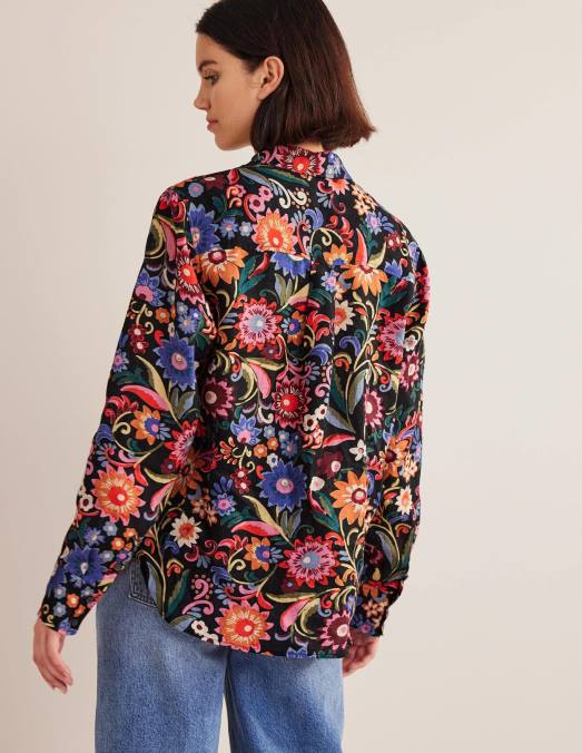 Boden vêtements pop noir et gardénia femmes nouvelle chemise en lin LB2X2592