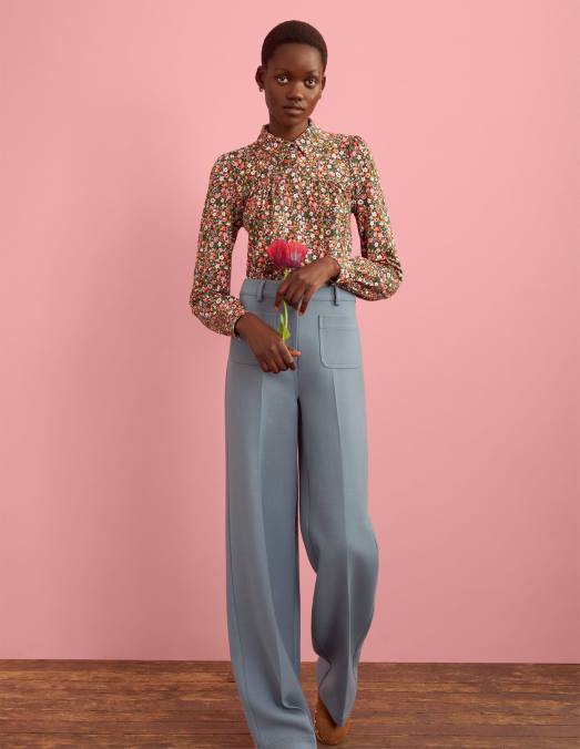 Boden vêtements prairie multi-fleurs femmes chemise à détails froncés LB2X2395