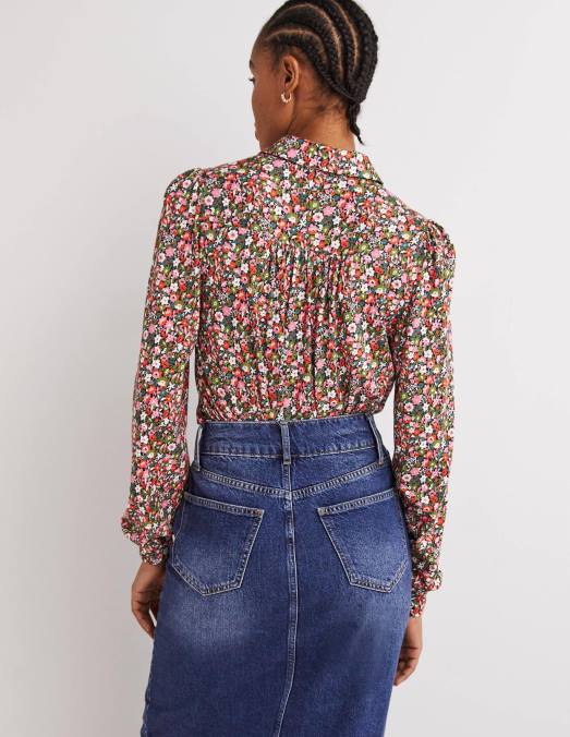 Boden vêtements prairie multi-fleurs femmes chemise à détails froncés LB2X2395