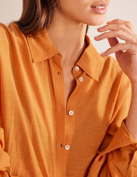 Boden vêtements récolter de l'or femmes chemise longue de vacances LB2X1801