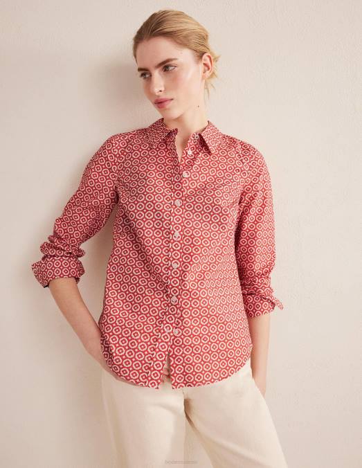 Boden vêtements rose fanée et diamant pop femmes chemise droite en coton LB2X1230
