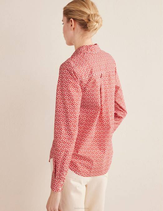 Boden vêtements rose fanée et diamant pop femmes chemise droite en coton LB2X1230