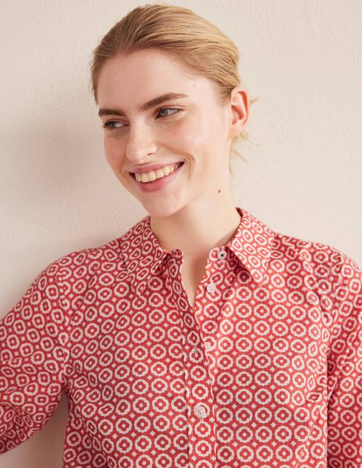 Boden vêtements rose fanée et diamant pop femmes chemise droite en coton LB2X1230