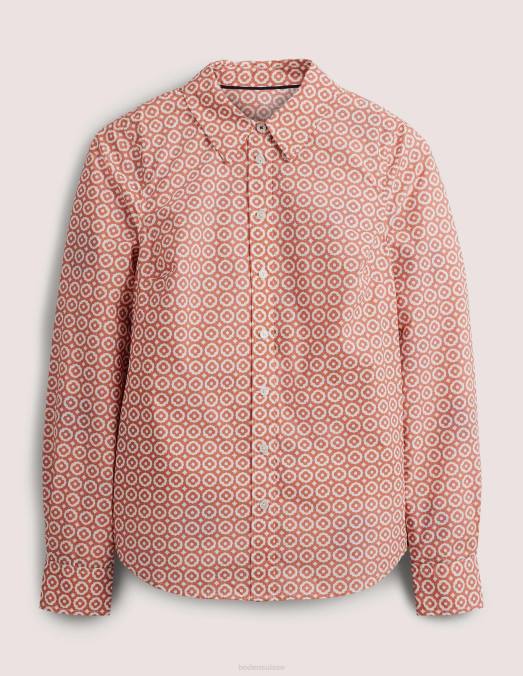 Boden vêtements rose fanée et diamant pop femmes chemise droite en coton LB2X1230