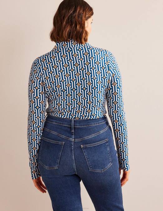 Boden vêtements saphir et géo azur femmes chemise en jersey imprimé LB2X1485