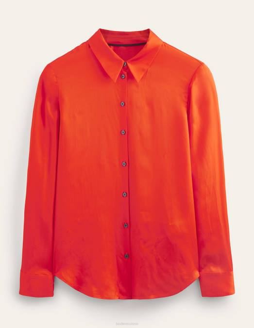 Boden vêtements tomate cerise femmes chemise décontractée en satin LB2X1117