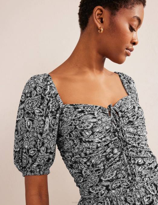 Boden vêtements terrasse noire et cachemire femmes combinaison goutte d'eau à col noué LB2X1334