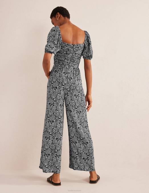 Boden vêtements terrasse noire et cachemire femmes combinaison goutte d'eau à col noué LB2X1334