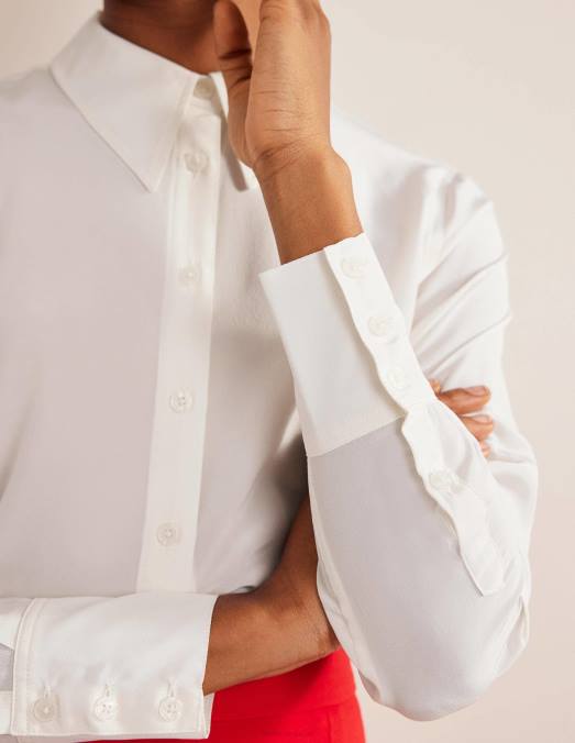 Boden vêtements Ivoire femmes chemise en soie LB2X154