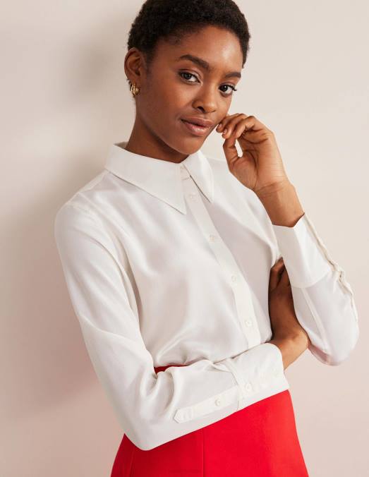 Boden vêtements Ivoire femmes chemise en soie LB2X154