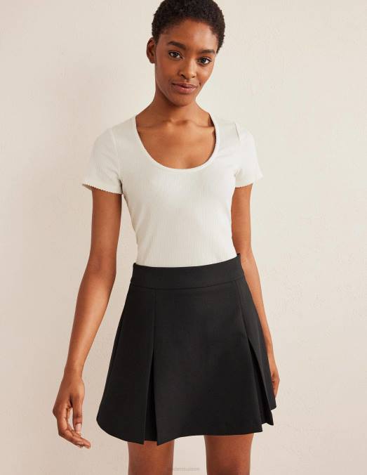 Boden vêtements Ivoire femmes haut côtelé à encolure dégagée LB2X1367