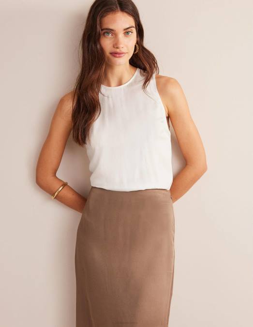 Boden vêtements Ivoire femmes haut en soie mélangée LB2X1430