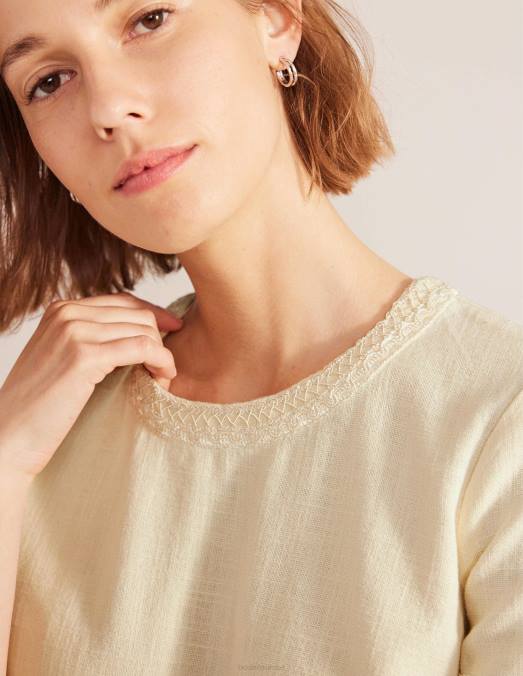 Boden vêtements Ivoire femmes haut à franges LB2X1356