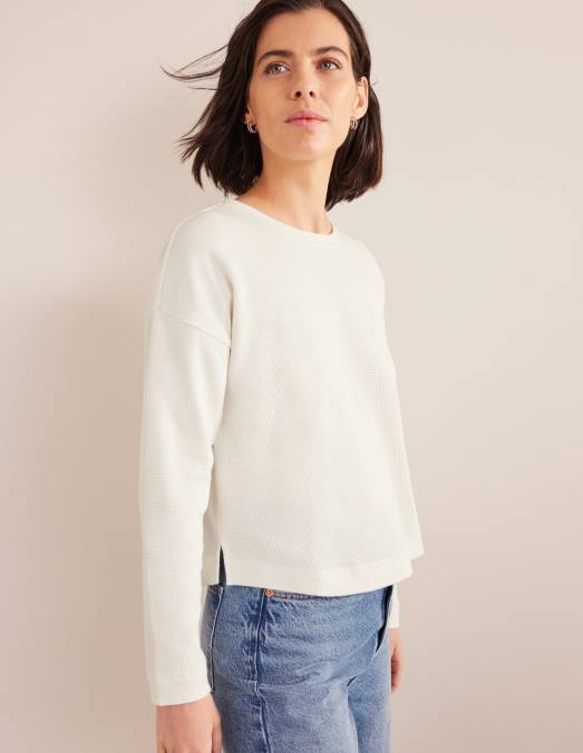 Boden vêtements Ivoire femmes haut texturé à détails gaufrés LB2X2565