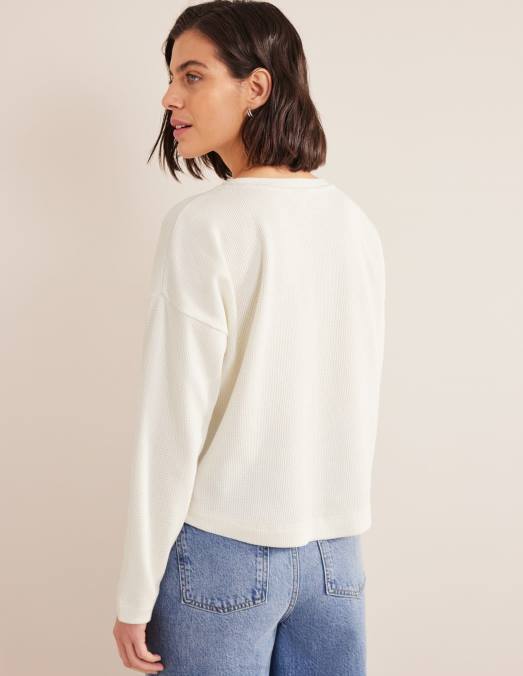 Boden vêtements Ivoire femmes haut texturé à détails gaufrés LB2X2565