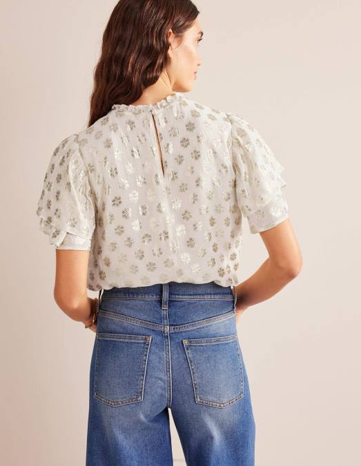 Boden vêtements Ivoire femmes haut à volants multiples LB2X1305