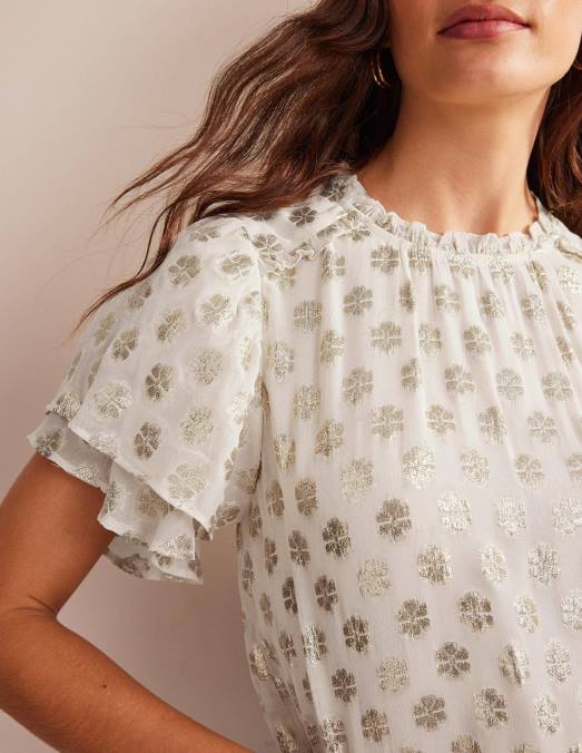 Boden vêtements Ivoire femmes haut à volants multiples LB2X1305