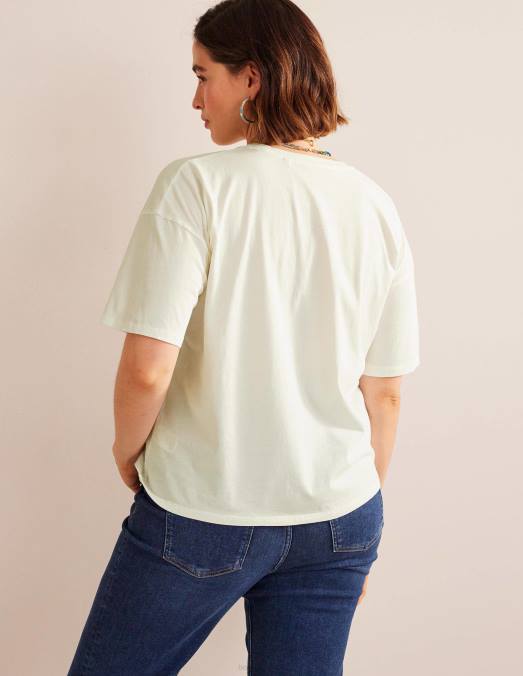 Boden vêtements Ivoire femmes t-shirt délavé oversize LB2X1362