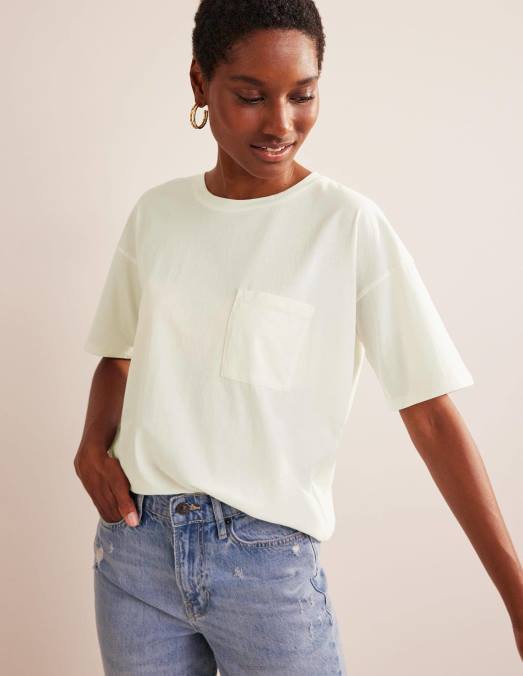Boden vêtements Ivoire femmes t-shirt délavé oversize LB2X1362