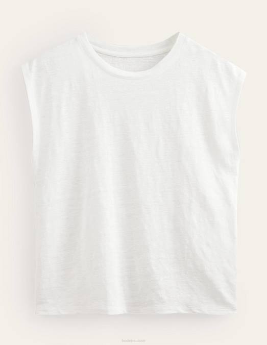Boden vêtements Ivoire femmes t-shirt en lin à col rond LB2X1898