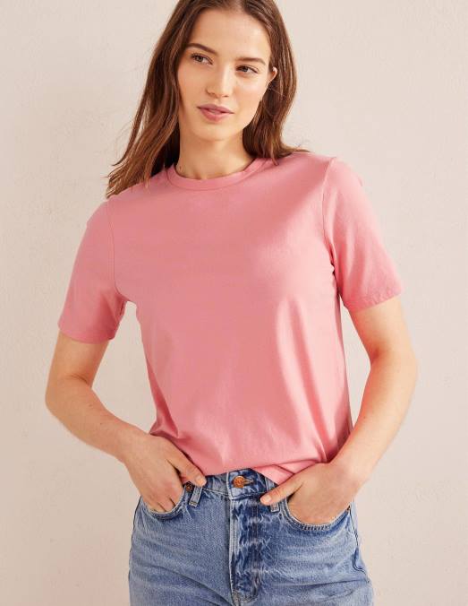 Boden vêtements Sorbet à la pêche femmes t-shirt à col rond en pur coton LB2X1853
