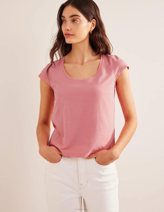 Boden vêtements Sorbet à la pêche femmes t-shirt à encolure dégagée en pur coton LB2X1895