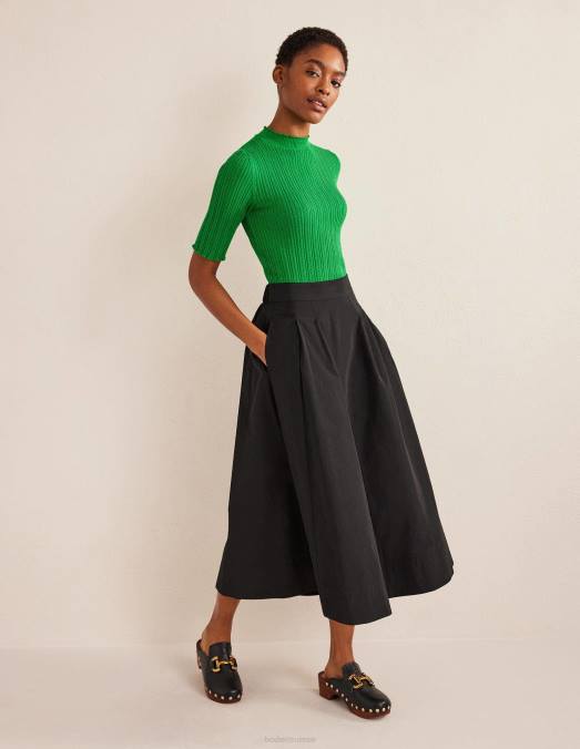 Boden vêtements abeille verte femmes haut côtelé à col montant en pointelle LB2X1332