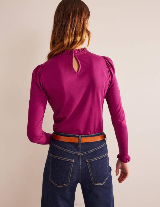 Boden vêtements baie de prune femmes haut ultra doux à volants LB2X97